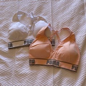Puma white and pink sports bra set with built in padding - Size M